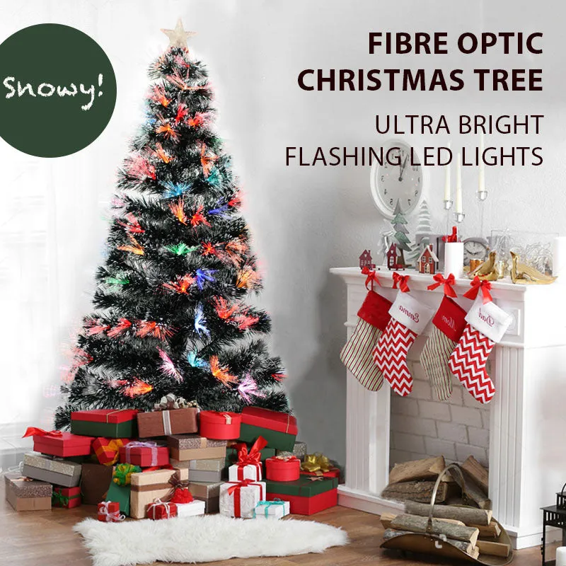 Snowy White Tipped Christmas Tree Pre-Lit Fibre Optic Flashing Lights