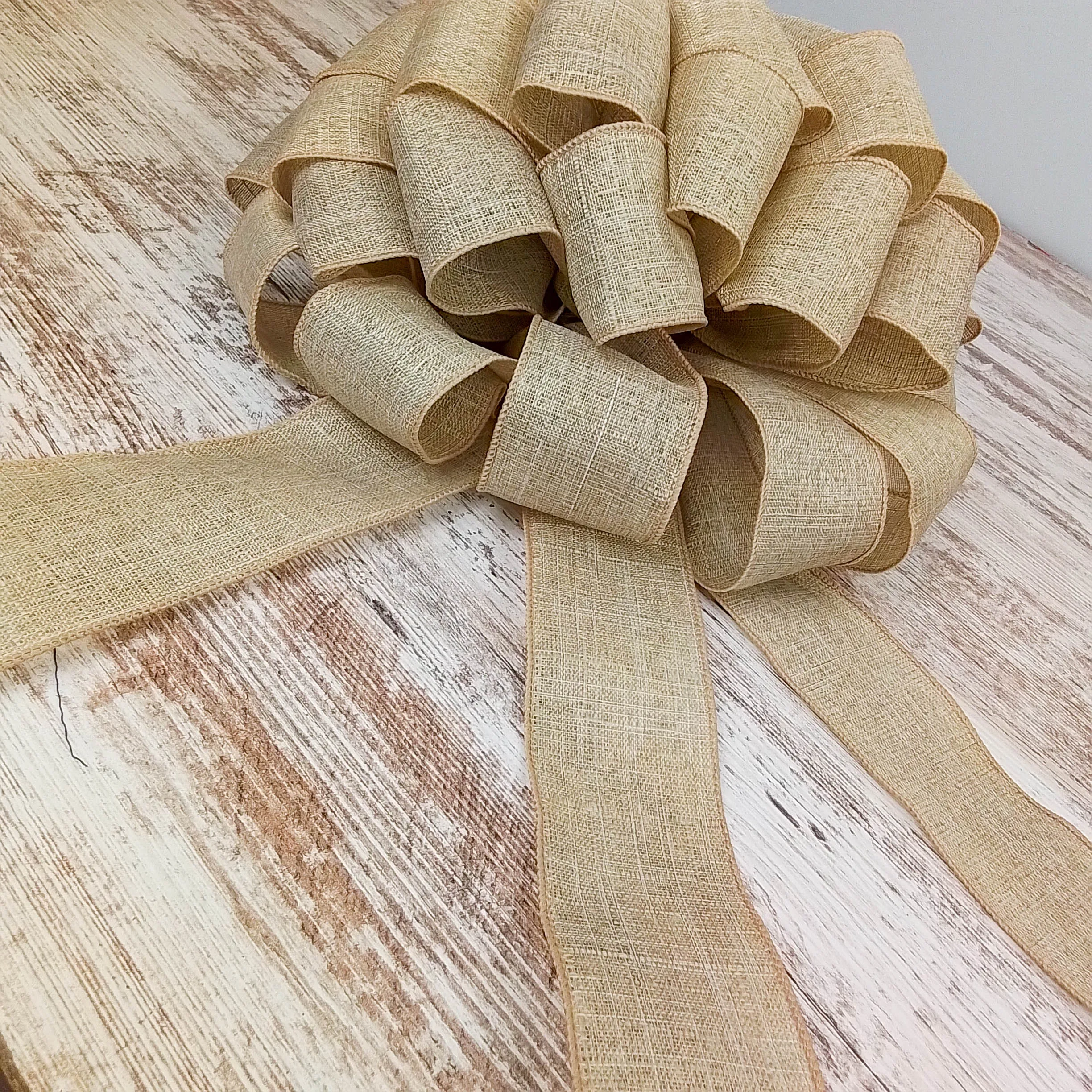 Solid Burlap Christmas Tree Bow Topper | Lantern Bow | Rustic Present Bow