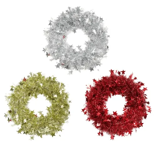 Tinsel Starry Wreath Asst (28cm)