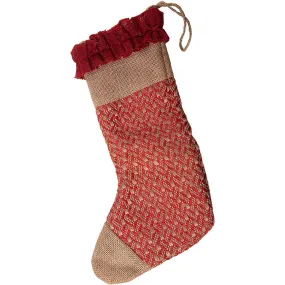 Traditional Homespun Burlap Christmas Stockings Decoration - Christmas Tree, Fireplace, Wall Decor - Rustic Ornaments