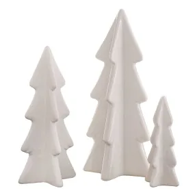 White Ceramic Christmas Trees set of three